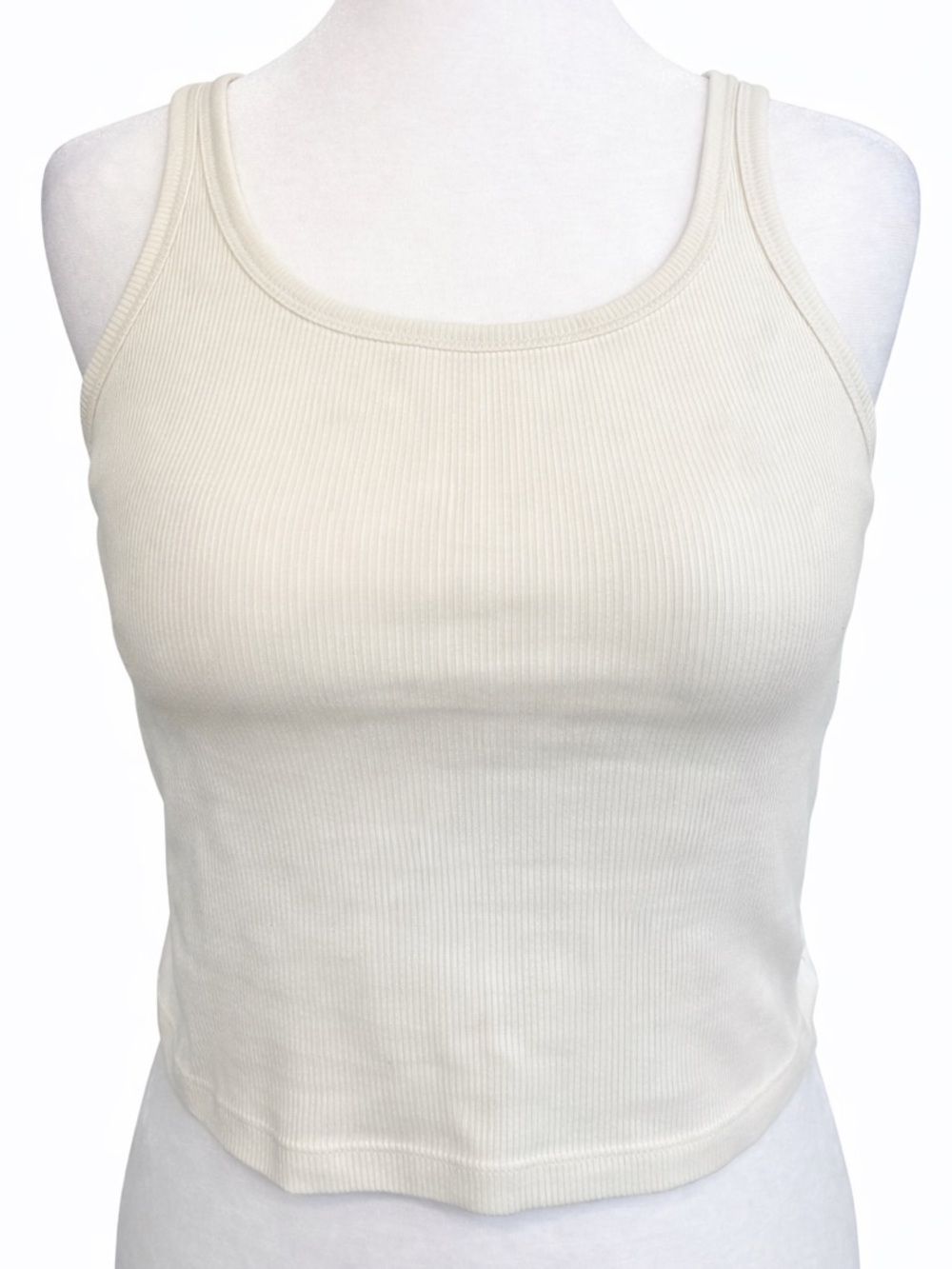 PINK Victoria’s Secret Ribbed Crop Tank Brami XL White Basic Stretch Fitted